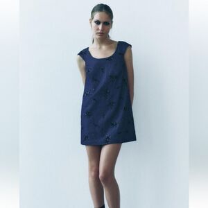 Zara ZW collection beaded denim dress
